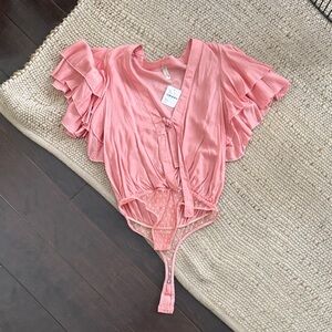 NWT Free People Rose V-Neck Bodysuit | Size XS